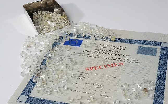 Kimberley Process Certificate and rough diamonds.